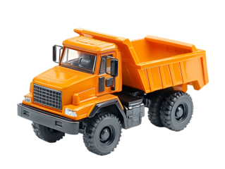 Orange Dump Truck Isolated on Transparent Background