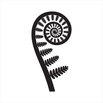 Vector fern spiral outline silhouette, A fern leaf swirl silhouette icon vector illustration design