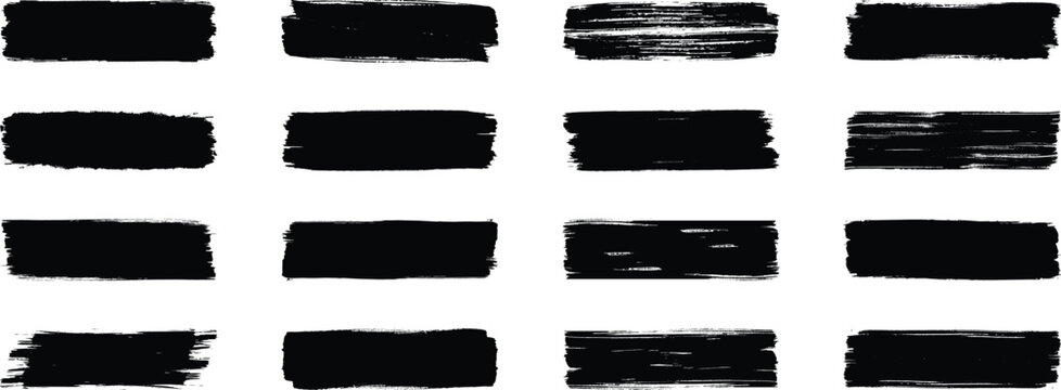 Collection of vector paint brush strokes, hand drawn brush stroke textures set. Brush strokes vector. Paint, ink brush, brush strokes, brushes, lines, frames, buttons, grungy rough grunge thick paint.