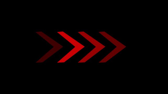 Swipe direction arrow neon animation isolated on black background, minimal UI navigation icon with smooth movement, HD video.