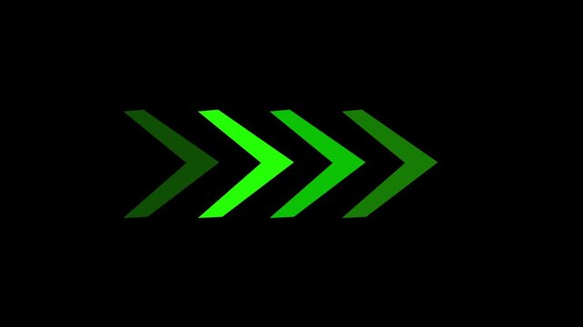 Swipe direction arrow neon animation isolated on black background, minimal UI navigation icon with smooth movement, HD video.