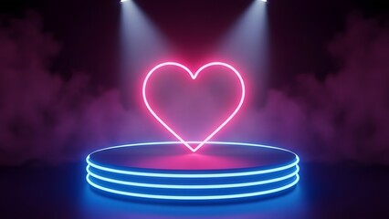 Valentines day neon heart love background