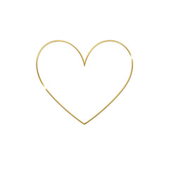 Minimal Gold Heart Outline on White Background