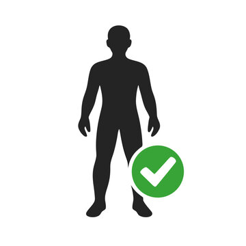 Healthy Body Check Icon, Wellness Approval Concept