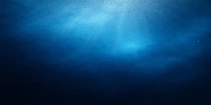 An underwater world loop background creates a deep blue ocean scene with bright nature light rays piercing through a dark sea texture backdrop to form a serene design