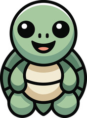 Obraz premium Adorable Minimalist Green Turtle Mascot Logo