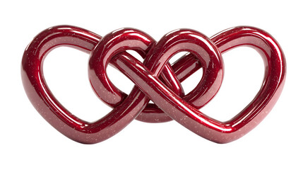 Interlocking hearts and infinity symbol 3d rendered isolated on transparent background
