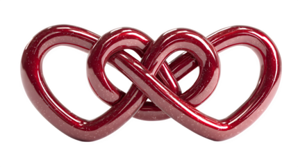 Interlocking hearts and infinity symbol 3d rendered isolated on transparent background