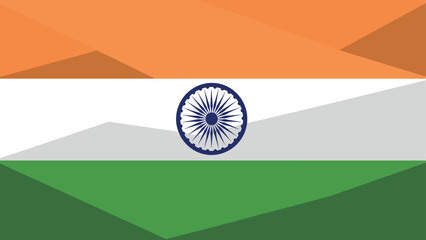 Geometric indian flag design with abstract polygonal background