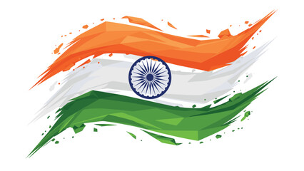 Abstract indian flag with triangular geometric splash and ashoka chakra