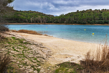 Beach at Laguna Lengua in Lagunas de Ruidera Natural Park, Spain