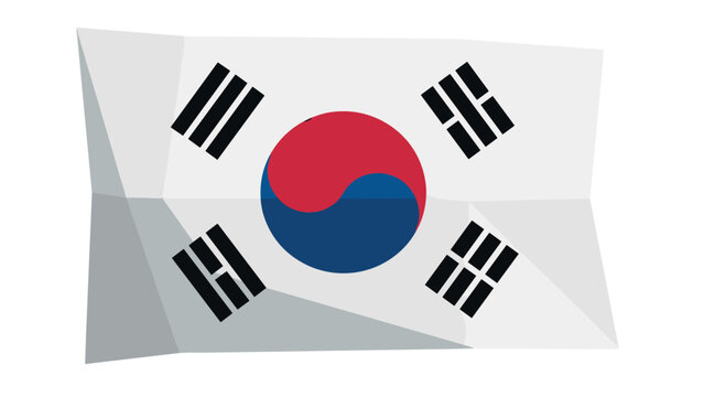 Abstract low poly south korea flag with geometric design and modern art style