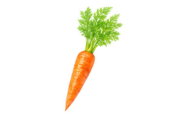 Fresh organic whole carrot with vibrant green leaves, root vegetable providing healthy nutrition, isolated on transparent background