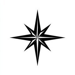 Obraz premium Black star with sharp points, symmetrical, on a white background