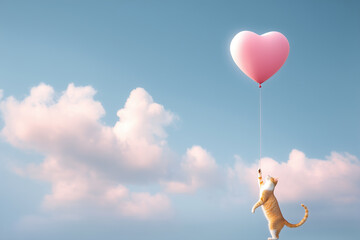 風船を捕まえる猫