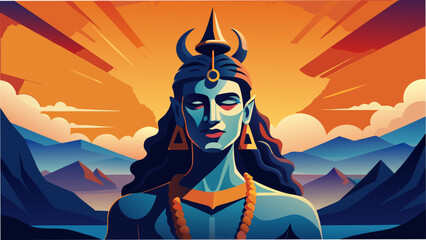 Vibrant depiction of a divine figure surrounded by floral motifs Vector