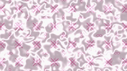 White and Pale Gray Grid Background with Glossy Wavy Texture, Pink Floral and Geometric Motifs, Romantic Valentine Wedding Pattern for Cards, Banners, Invitations, Social Media, Decor