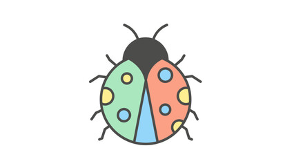 Obraz premium Cute red ladybird beetle vector illustration isolated on white background as a small cartoon insect bug for spring nature biology art