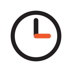 Clock timer three o'clock icon symbol isolated flat style design.