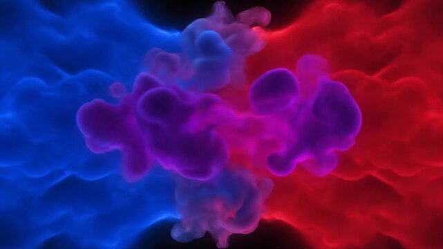 Vibrant blue and red cloud formations on black background
