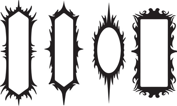 Flame-Edged Gothic Frames &ndash; Dramatic Ornate Vector Borders for Tattoo, Design & Decor