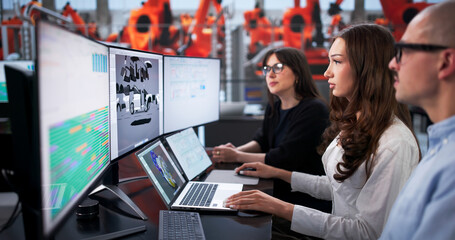 Team Of Engineers Working On 3D Car Design