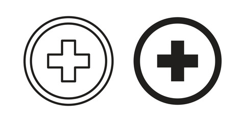 Fototapeta premium Plus icons line and solid version, outline and filled vector design set