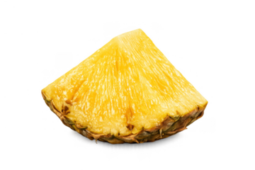 Pineapple slice triangle cut with yellow juicy pulp, fresh tropical fruit food, healthy eating, transparent background