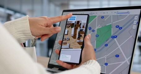 Innovative Young Woman Renovating House With 3D CAD Software