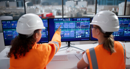 Woman Using Industrial Automation System To Monitor Pipelines