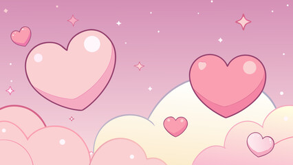Whimsical hearts floating in a dreamy sky Vector