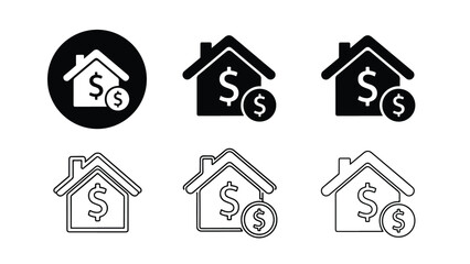 Fototapeta premium Real estate icons set - Vector icon set - Glyph and solid icon set - Icon vector - Flat Design Icon - line icon set