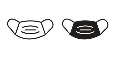 Surgical mask icons line and solid version, outline and filled vector design set