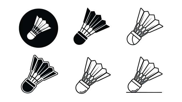 Badminton equipment icons - Vector icon set - Glyph and solid icon set - Icon vector - Flat Design Icon - line icon set