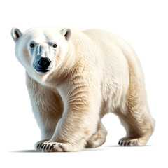 Fototapeta premium Majestic Polar Bear Walking Isolated on White Background