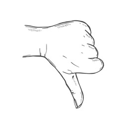 Thumbs Down Hand Emoji Icon Illustration Sign. Human Gesture Vector Symbol Emoticon Design. Hand drawn sketch