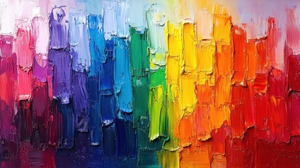 Colorful city skyline oil painting, vibrant palette, textured strokes, abstract art, decor