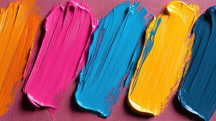 Colorful paint strokes on textured background; art, design, texture, abstract, visual