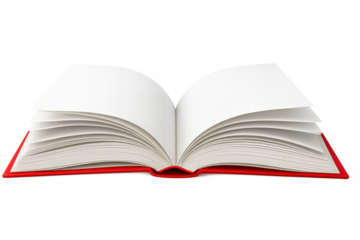 Open book with blank pages for text, showing learning, education, reading, template, and storytelling on transparent background