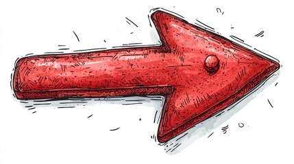 Red arrow pointing right, hand-drawn style, white background, direction indicator