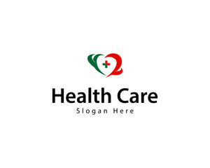 Health care logo with heart and cross in it