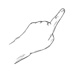 Pointing gesture. Hand with index finger pointed forward. Hand drawn illustration isolated on white background.