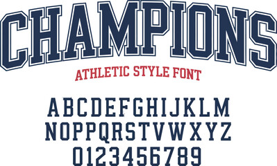 Bold Athletic Style Font Displaying Champions Text and Alphanumeric Characters