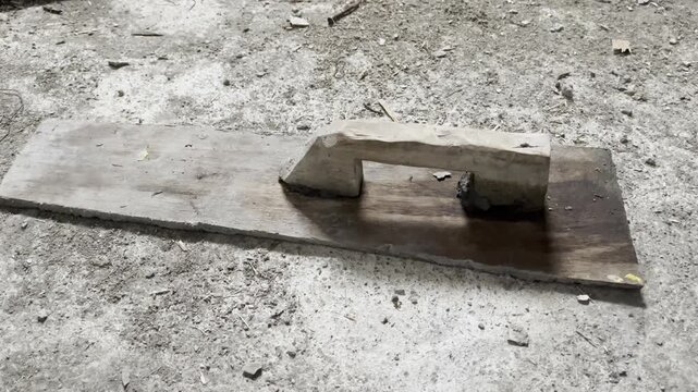 Concrete Trowel Tool on Gray Surface