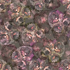 Abstract watercolor flowers and leaves creative  allover design new concept textile design digital creators art repeating  seamless floral pattern design dark grey colour background stock design 