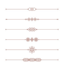 Korean traditional line set. East Asian traditional decorative line illustrations.