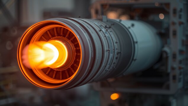High-Resolution Jet Engine Nozzle with Flames and Turbine Details