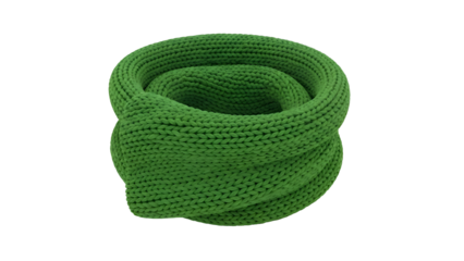 Green Knitted Scarf Rolled Up.