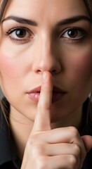 Woman with Finger to Lips - A Gesture of Silence.