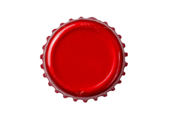 Shiny Red Metal Bottle Cap Close Up Detail isolated on a transparent background image